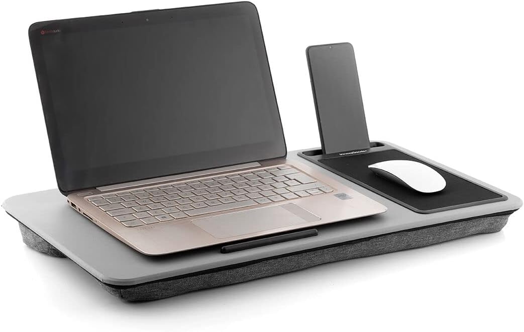 InnovaGoods Mesa Auxiliar XL Deskion - Soporte Portatil Ergonomico con Cojin y Alfombrilla