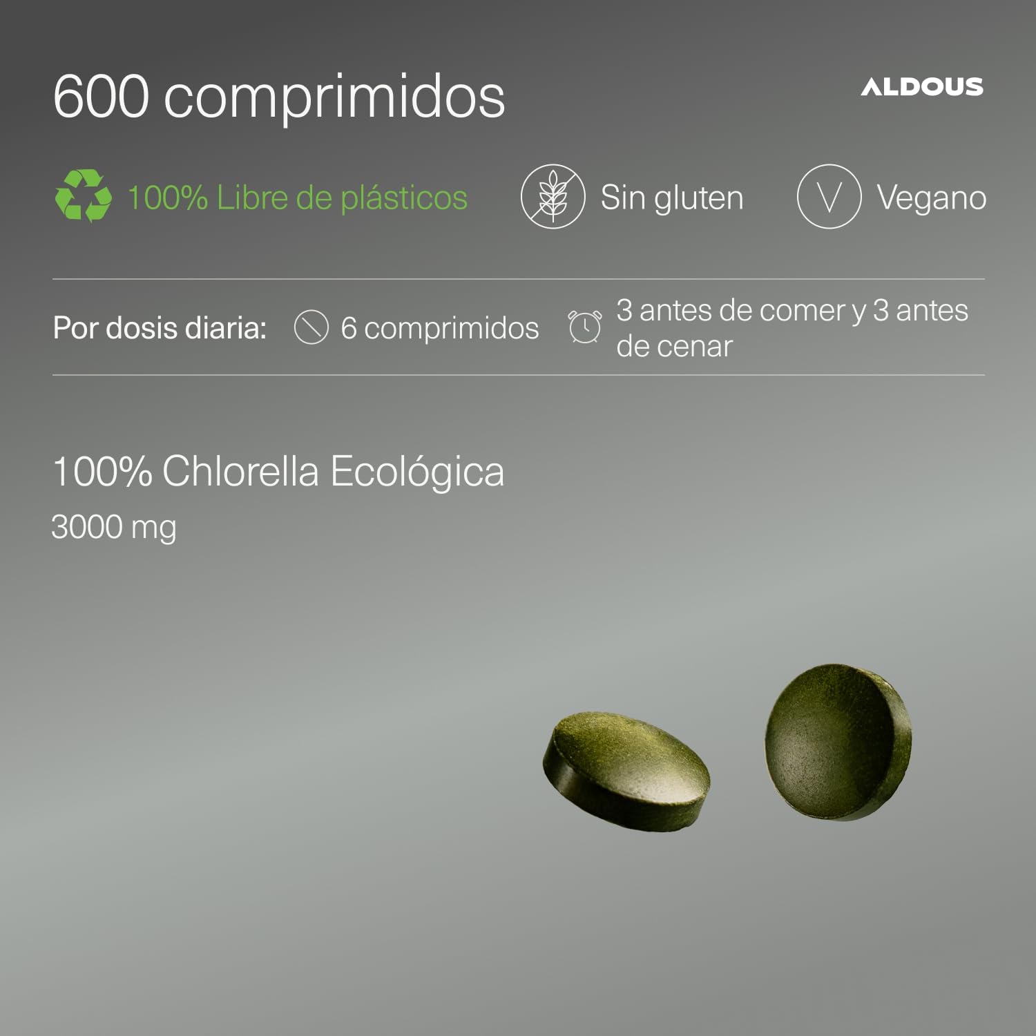 Chlorella Ecológica 600 Comprimidos | DETOX y Energía – Aldous