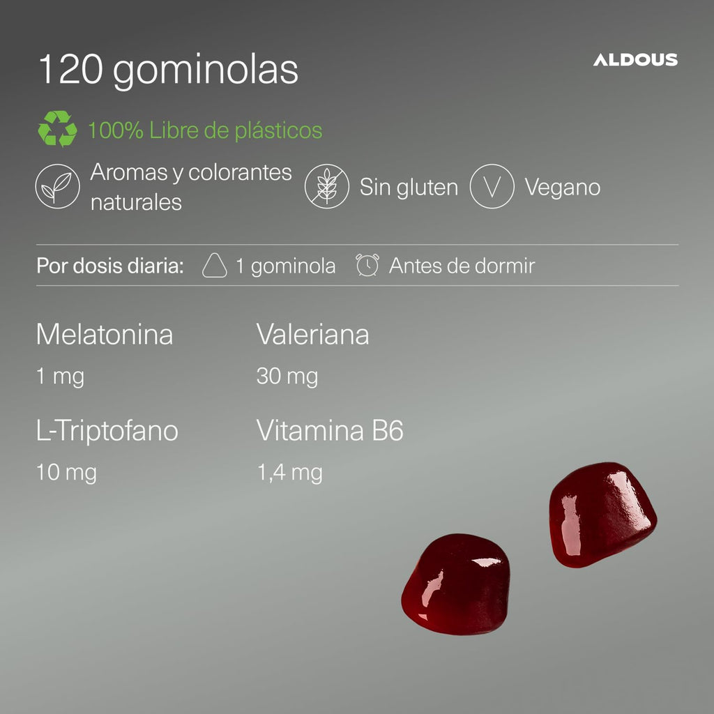 Melatonina Gominolas + Triptófano y Valeriana | Sueño – Aldous