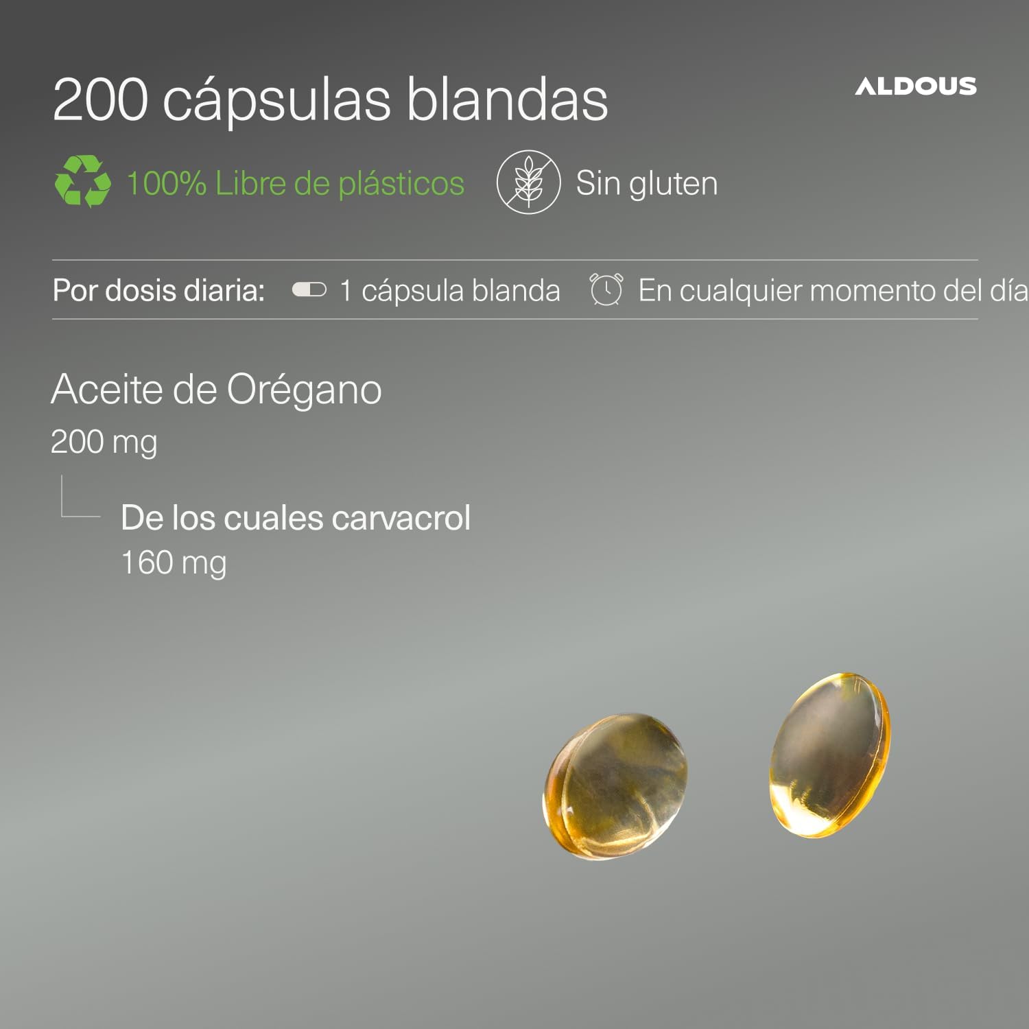 Aceite de Orégano 80% Carvacrol 160mg | 200 Cápsulas – Aldous