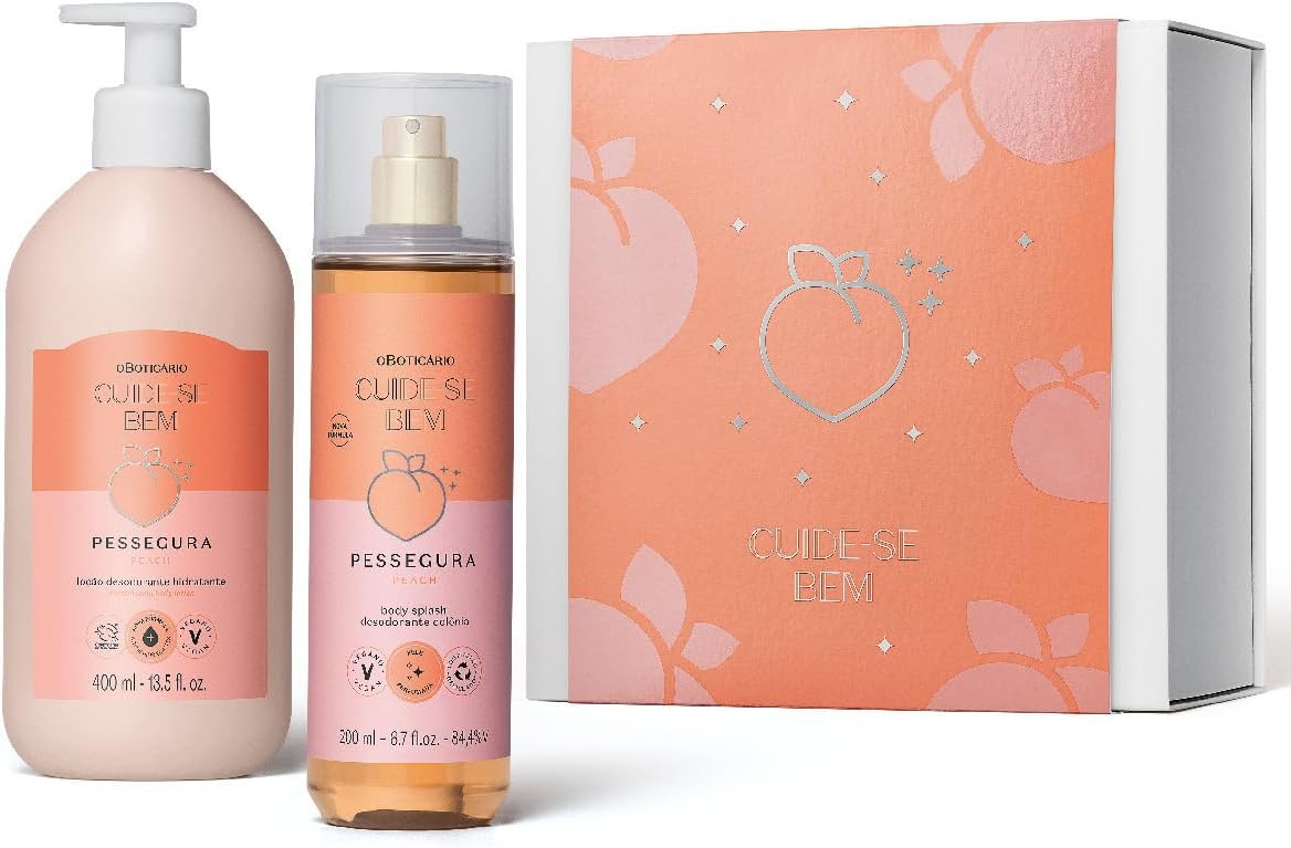 O Boticário Cuide-se Bem Pessegura x2 Coffret Set Regalo - Crema 400ml + Bruma 200ml