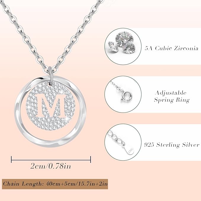 Collar Inicial Personalizado en Plata 925 – Letra A-Z con Circonita Cúbica, Cadena Ajustable, Joya para Mujer