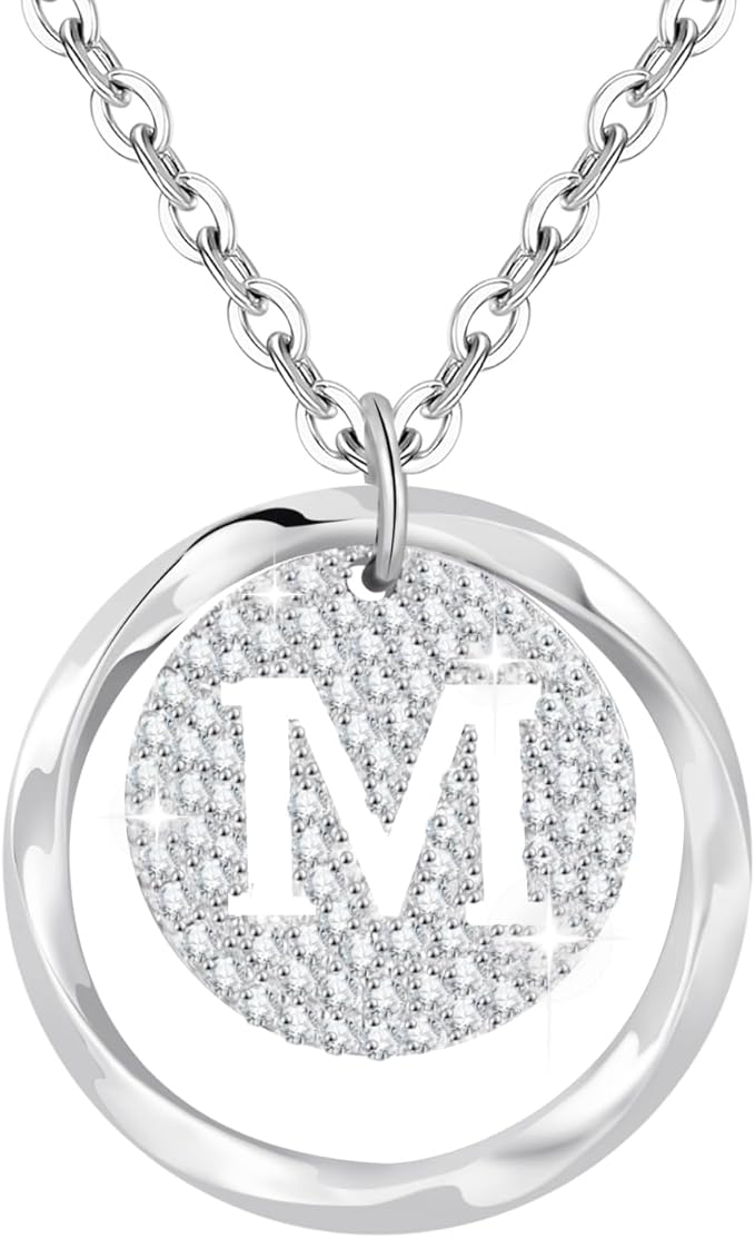 Collar Inicial Personalizado en Plata 925 – Letra A-Z con Circonita Cúbica, Cadena Ajustable, Joya para Mujer