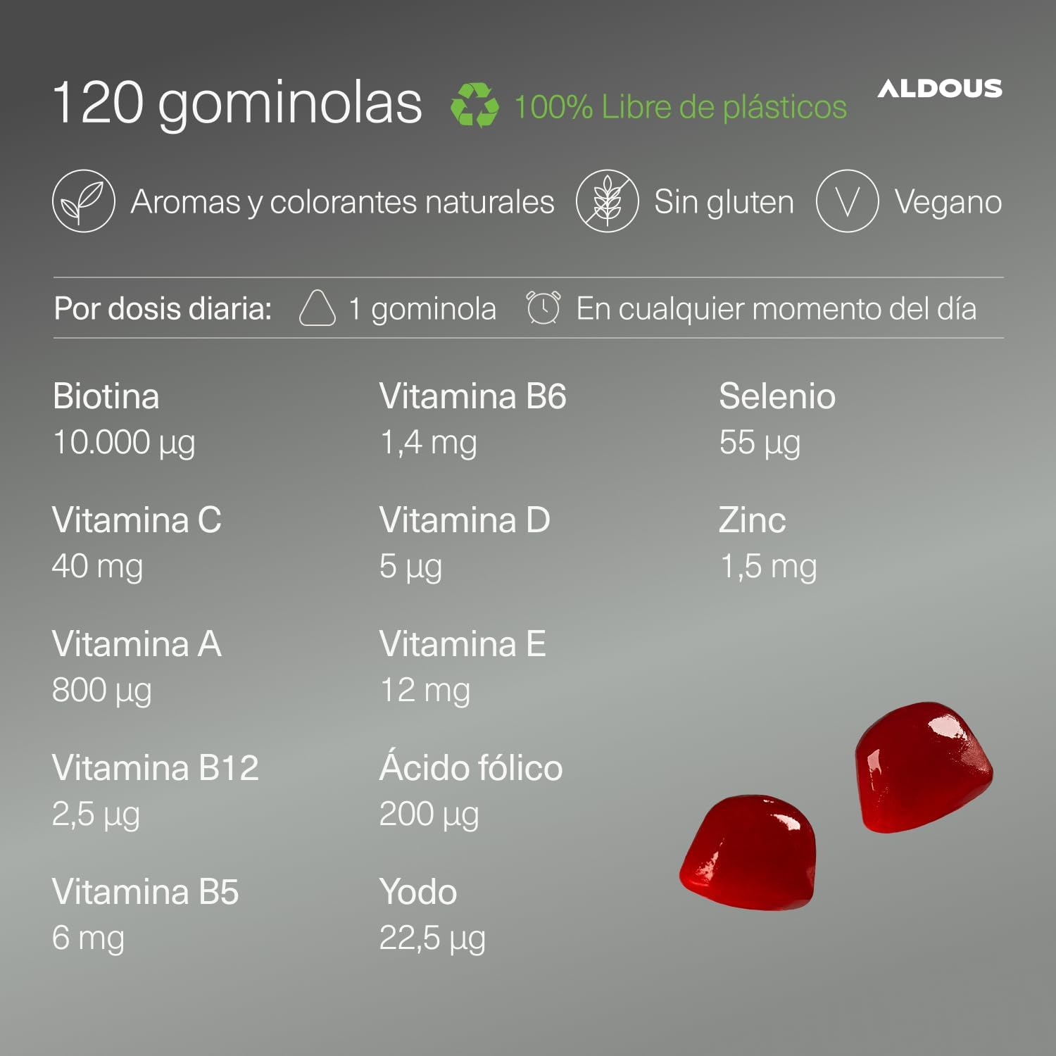 Biotina Gummies 10.000 mcg | Cabello, Piel y Uñas – Aldous