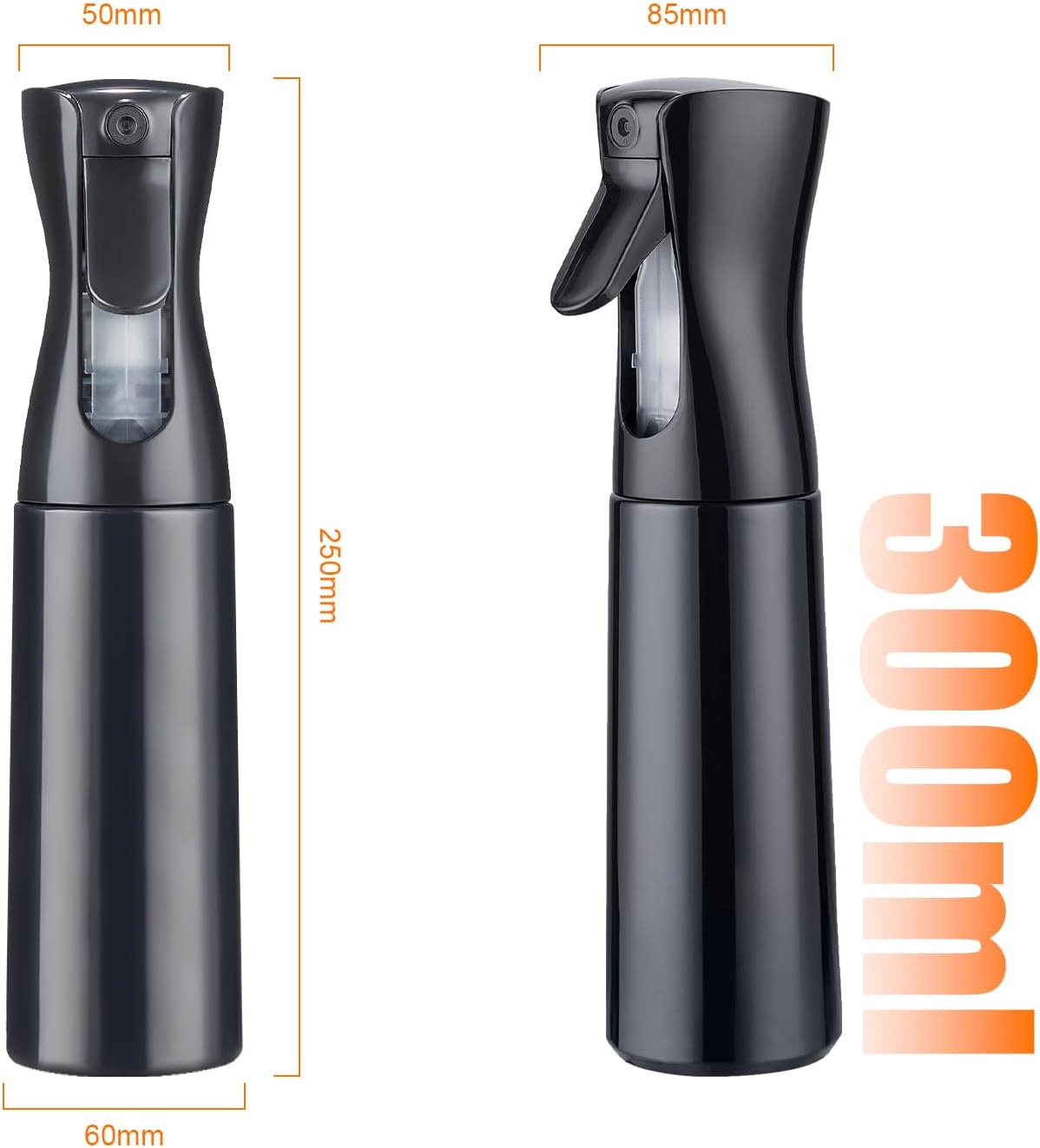 Pulverizador GRIFEMA 300 ml Negro – Niebla Fina, Uso 360°, Continuo, Recargable y Ergonómico