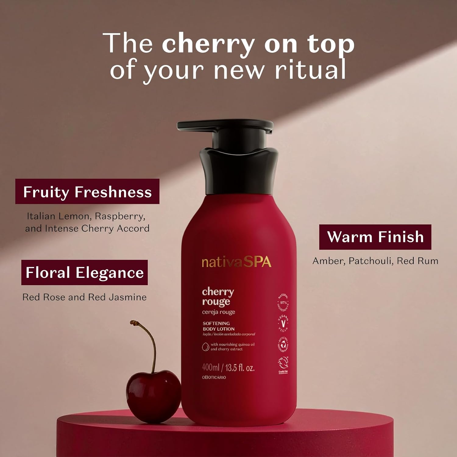 O Boticário Nativa SPA Cereza Rouge Loción Corporal Hidratante 400ml
