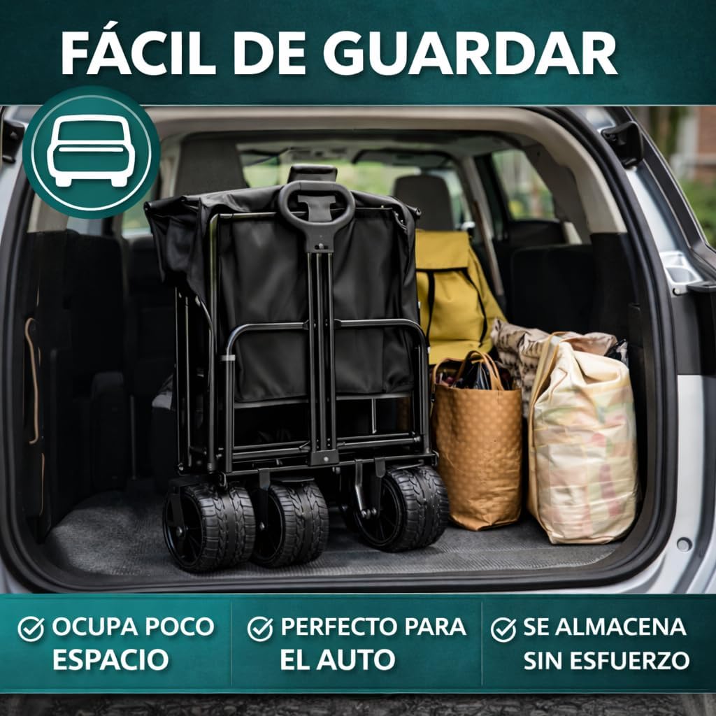 T-LOVENDO Carro de Mano Plegable Todoterreno - Hasta 150kg