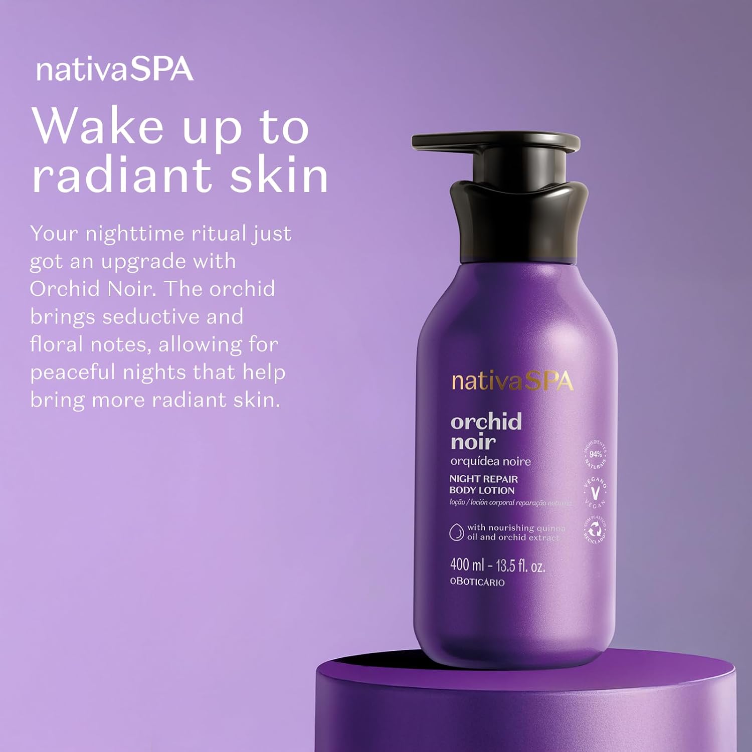 O Boticário Nativa SPA Orquídea Noire Loción Corporal Hidratante 400ml