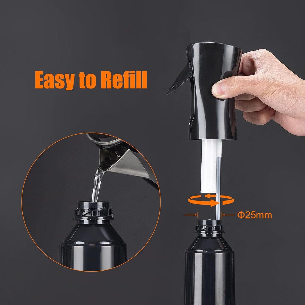 Pulverizador GRIFEMA 300 ml Negro – Niebla Fina, Uso 360°, Continuo, Recargable y Ergonómico