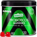 ALDOUS Chuches Probióticos Niños - 120 Gummies sabor natural Cereza - Flora intestinal, Gases e Hinchazón - Bifidobacterium, Lactobacillus, Vitamina C, B3, B5, B6
