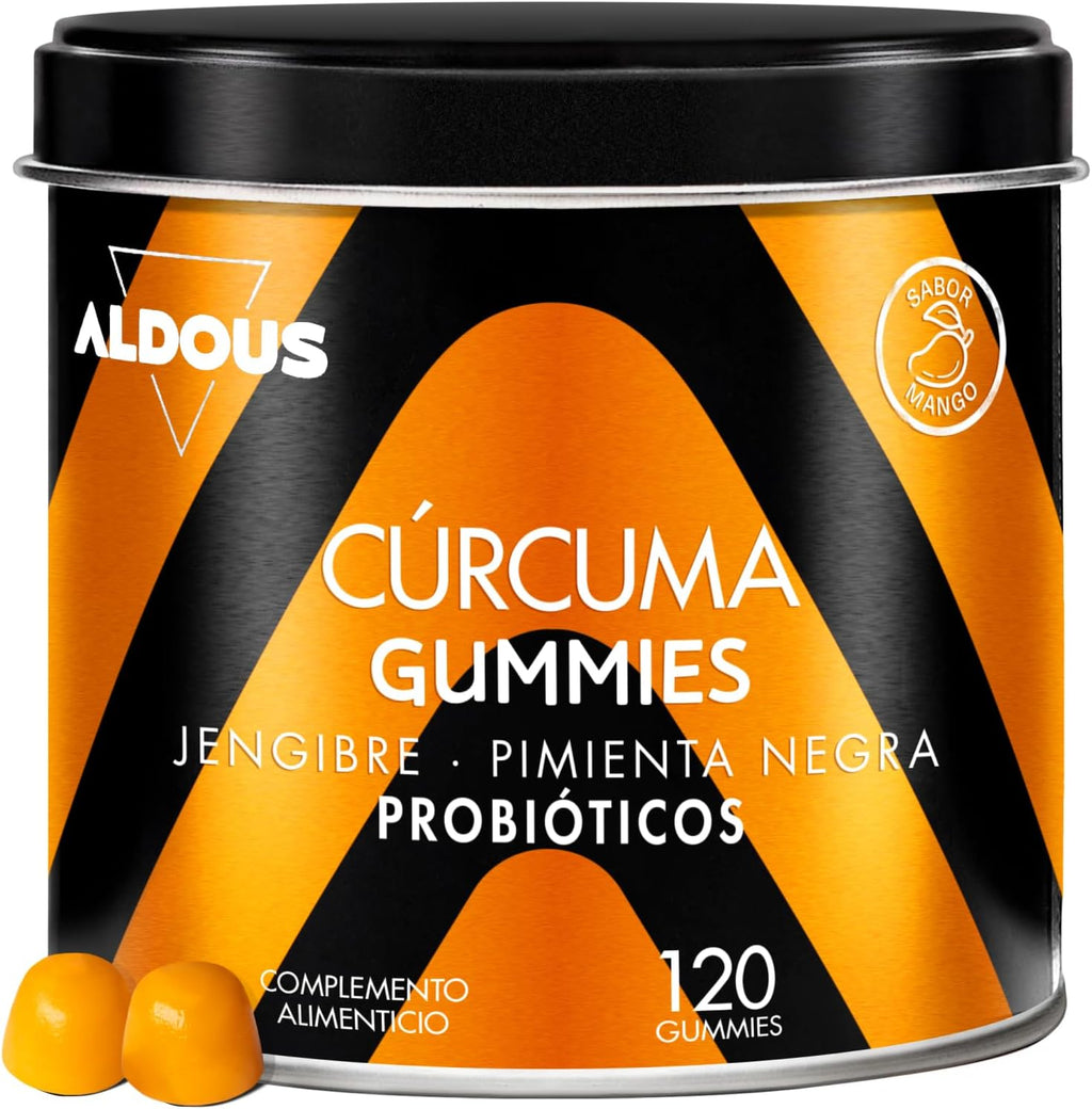 Cúrcuma Gominolas con Jengibre, Pimienta y Probióticos – Aldous