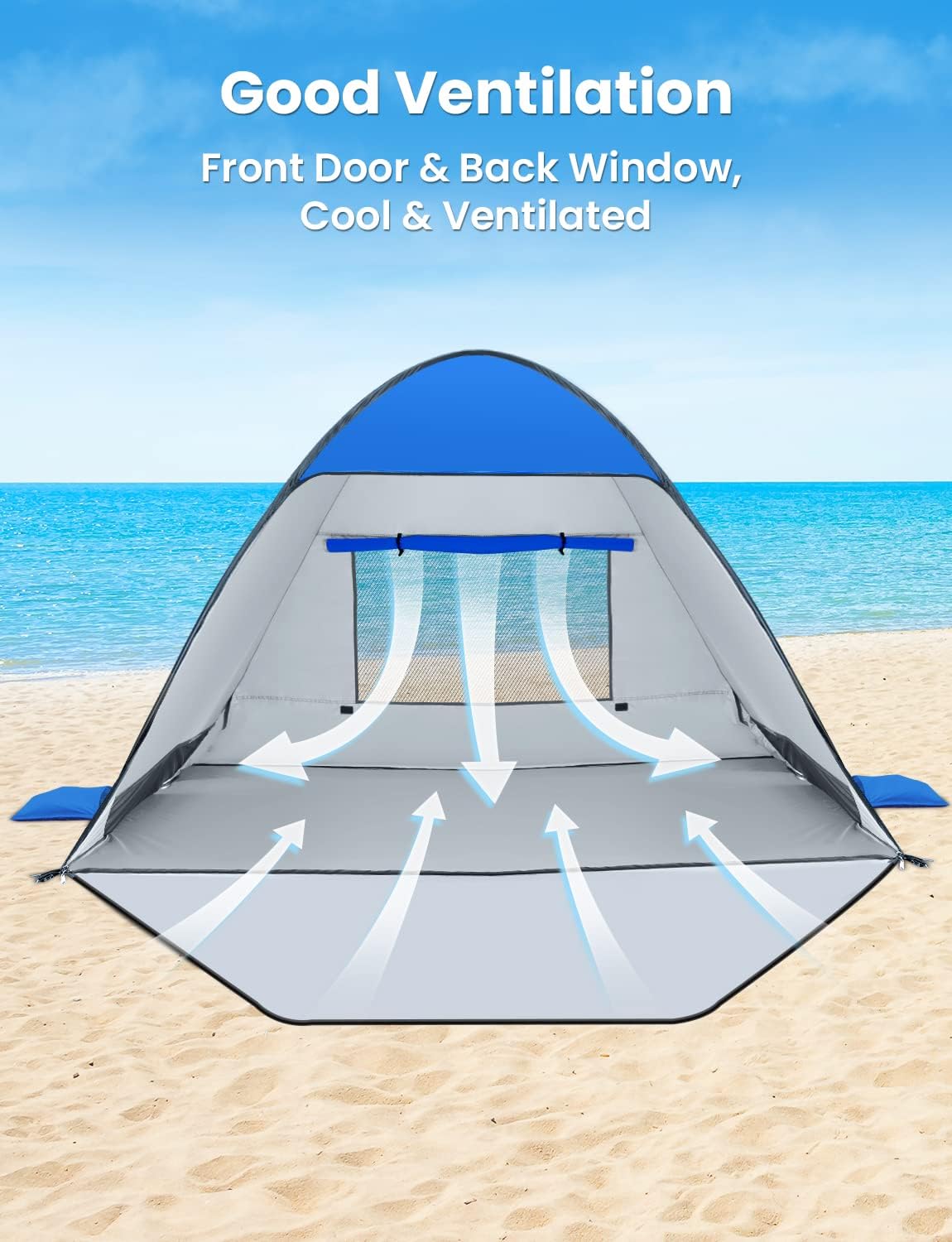 Glymnis Tienda de Playa Pop Up 2-3 Personas UPF 50+ Instantanea Portatil
