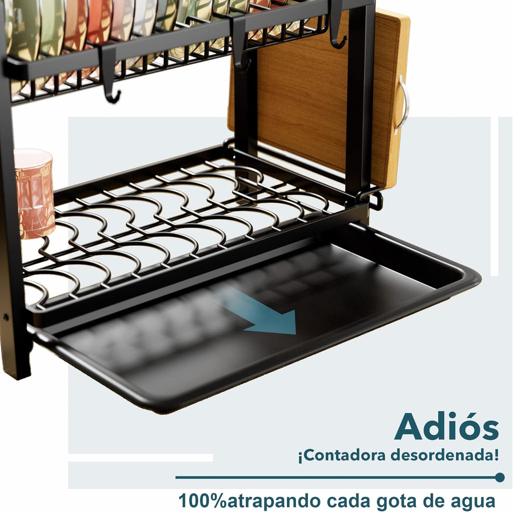 Escurreplatos de Acero niffgaff 2 Niveles – Escurridor de Cocina Antioxidante con Bandeja