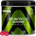 ALDOUS Probióticos Intestinales Gominolas - 120 Gummies sabor natural a Mora - Flora intestinal, Gases, Hinchazón - Bifidobacterium, Lactobacillus, Vitamina C, B3, B5, B6