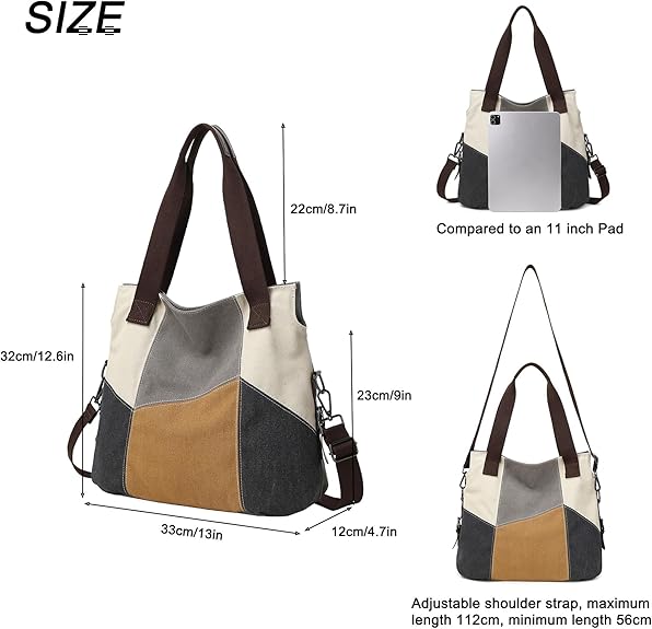 Bolso de Lona Mujer Tote Bandolera Shopper - Ligero y Versatil