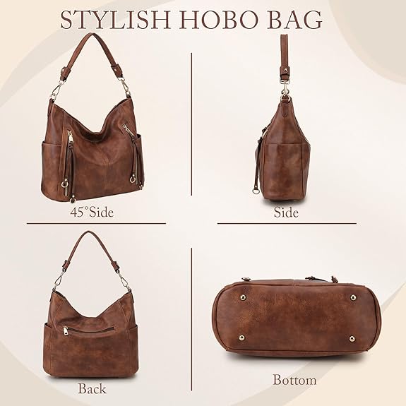 Chase Chic Set 2pcs Bolso Hobo Grande + Cartera Mujer Cuero PU - Bandolera y Hombro