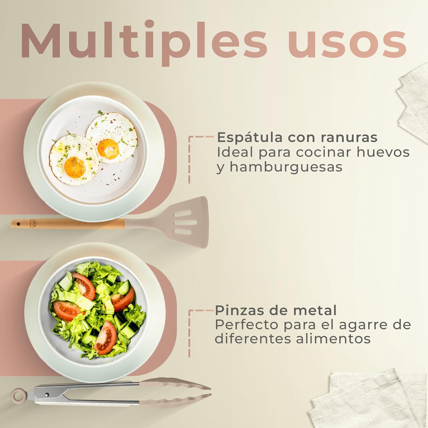 Set de Utensilios de Cocina JUPPLIES 12 Piezas – Silicona con Mango de Madera, Resistente al Calor, Soporte Incluido (Marrón)