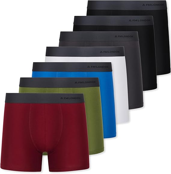 FM London Pack de 7 Boxer Briefs para Hombre - Algodón Suave, Transpirable y Elastico