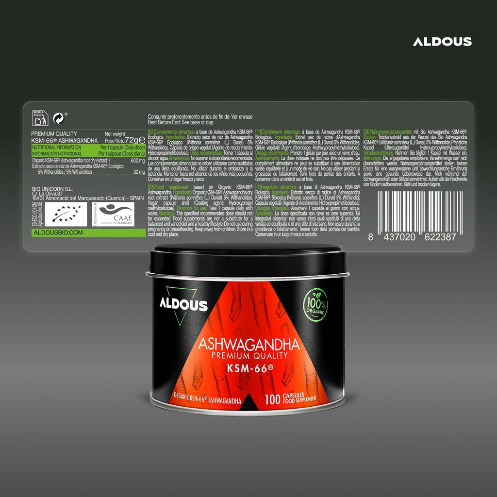 Ashwagandha KSM-66 Ecológica 600mg | Adaptogéno – Aldous