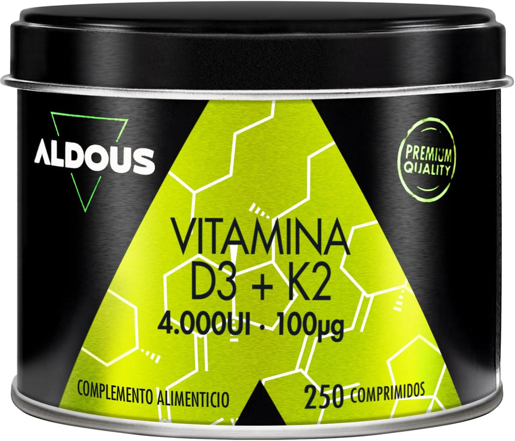 ALDOUS Vitamina D3 y K2 4000 UI - 250 comprimidos + 8 meses - Vitamina K2 100mcg - Vitamina D Colecalciferol
