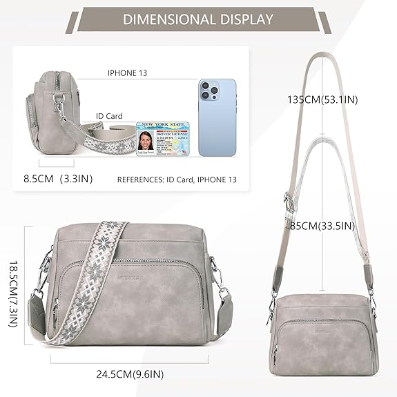 MUIIKOLA Bolso Bandolera Mujer Piel PU con Proteccion RFID - Correa Ajustable