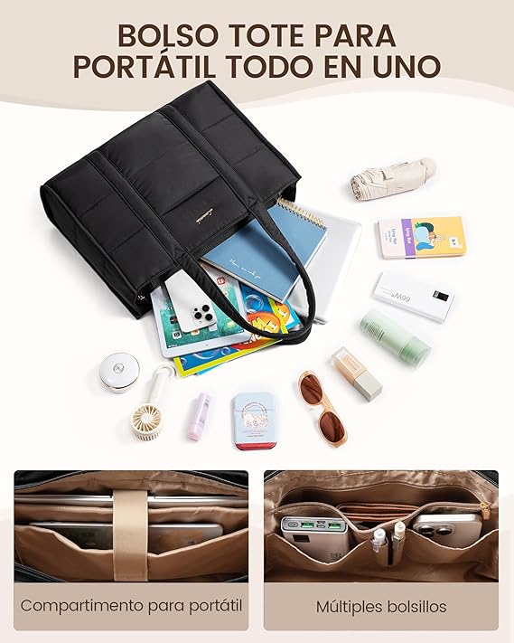 LOVEVOOK Bolso Tote Bag Grande Puffer - Portatil 15,6"
