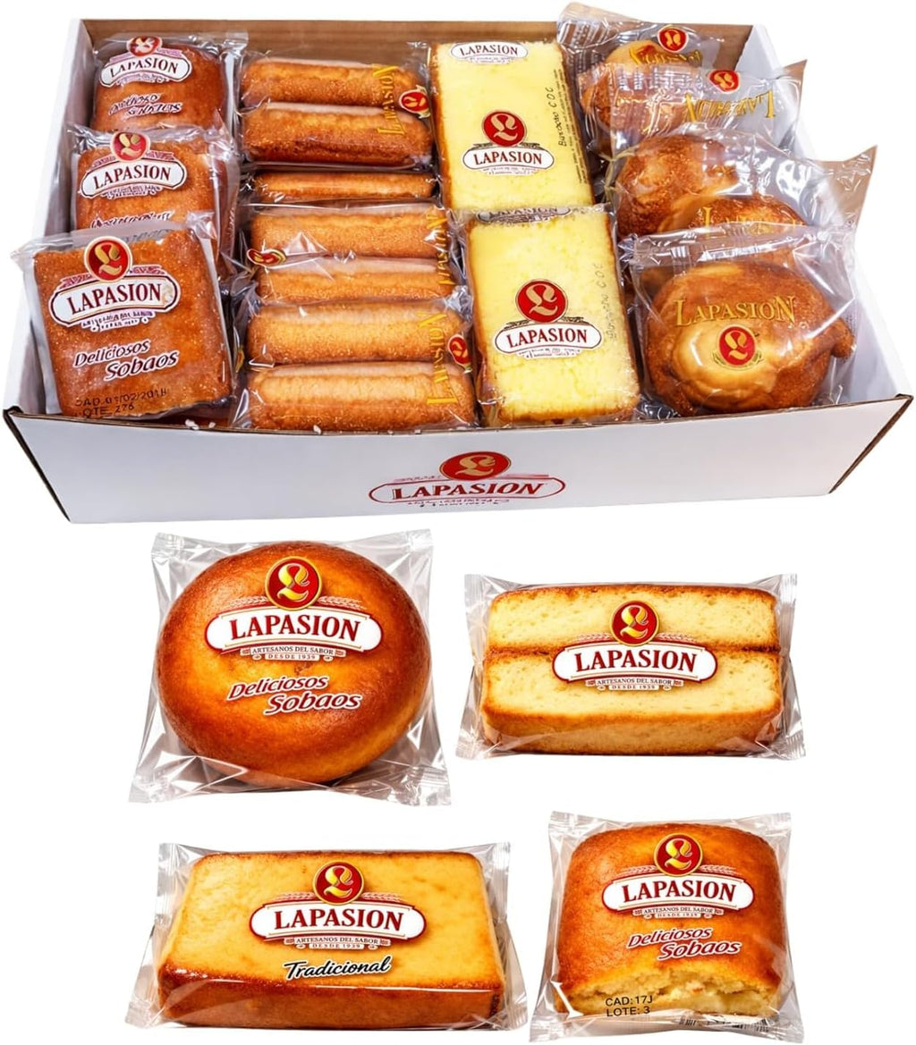 Caja Surtida Desayuno LAPASION 33 Unidades – Sobaos, Magdalenas, Bizcochos y Pepitos de Huevo