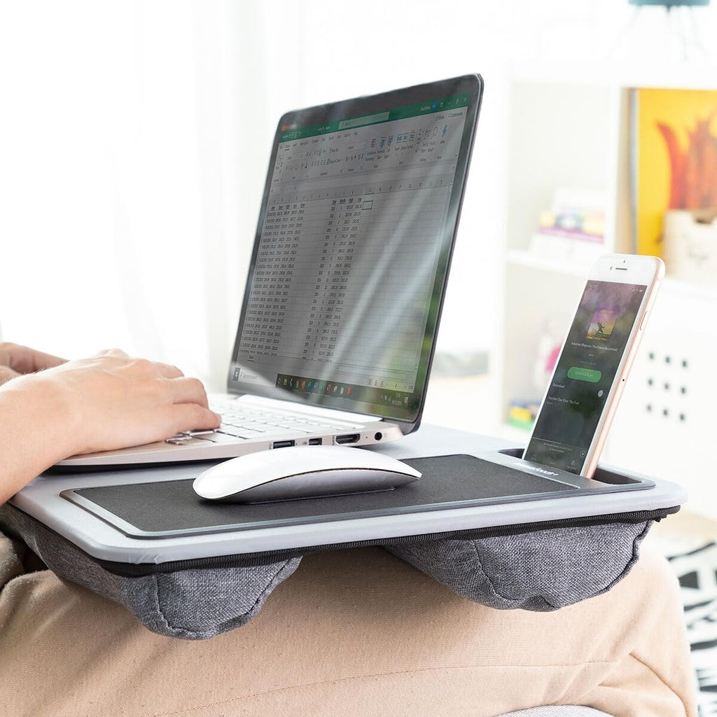 InnovaGoods Mesa Auxiliar XL Deskion - Soporte Portatil Ergonomico con Cojin y Alfombrilla