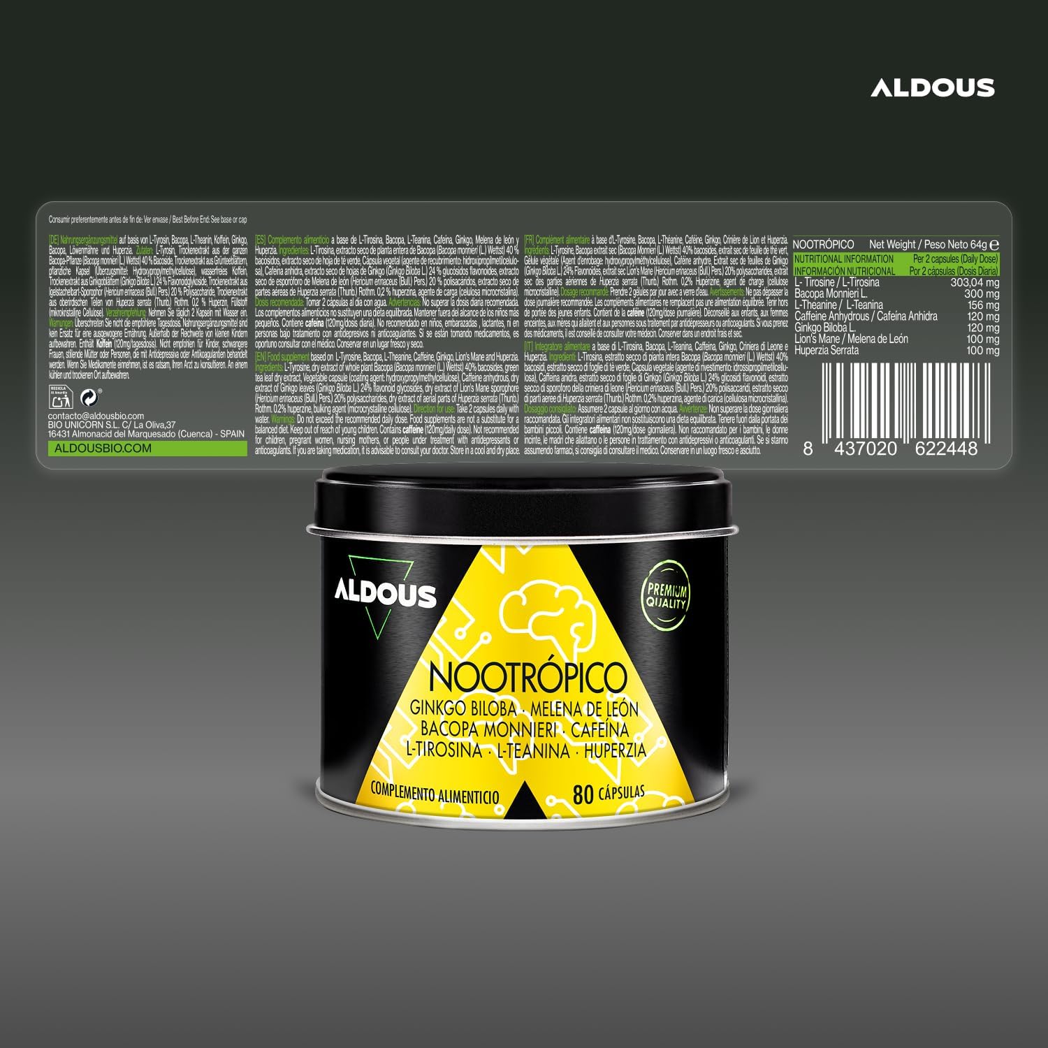 Nootrópico Natural | Memoria, Concentración y Energía – Aldous