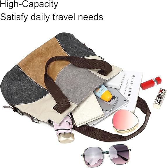 Bolso de Lona Mujer Tote Bandolera Shopper - Ligero y Versatil