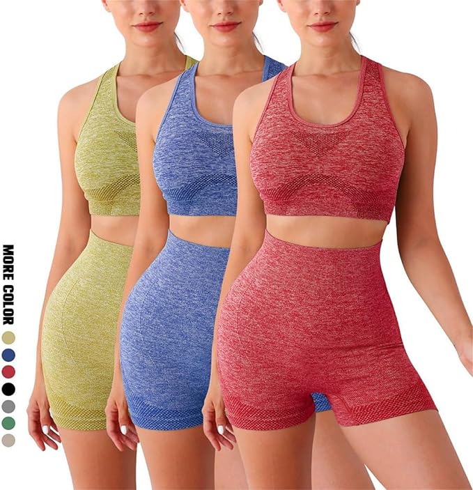 Conjunto Deportivo Mujer 2 Piezas Verano - Top Crop y Leggings Cortos de Cintura Alta