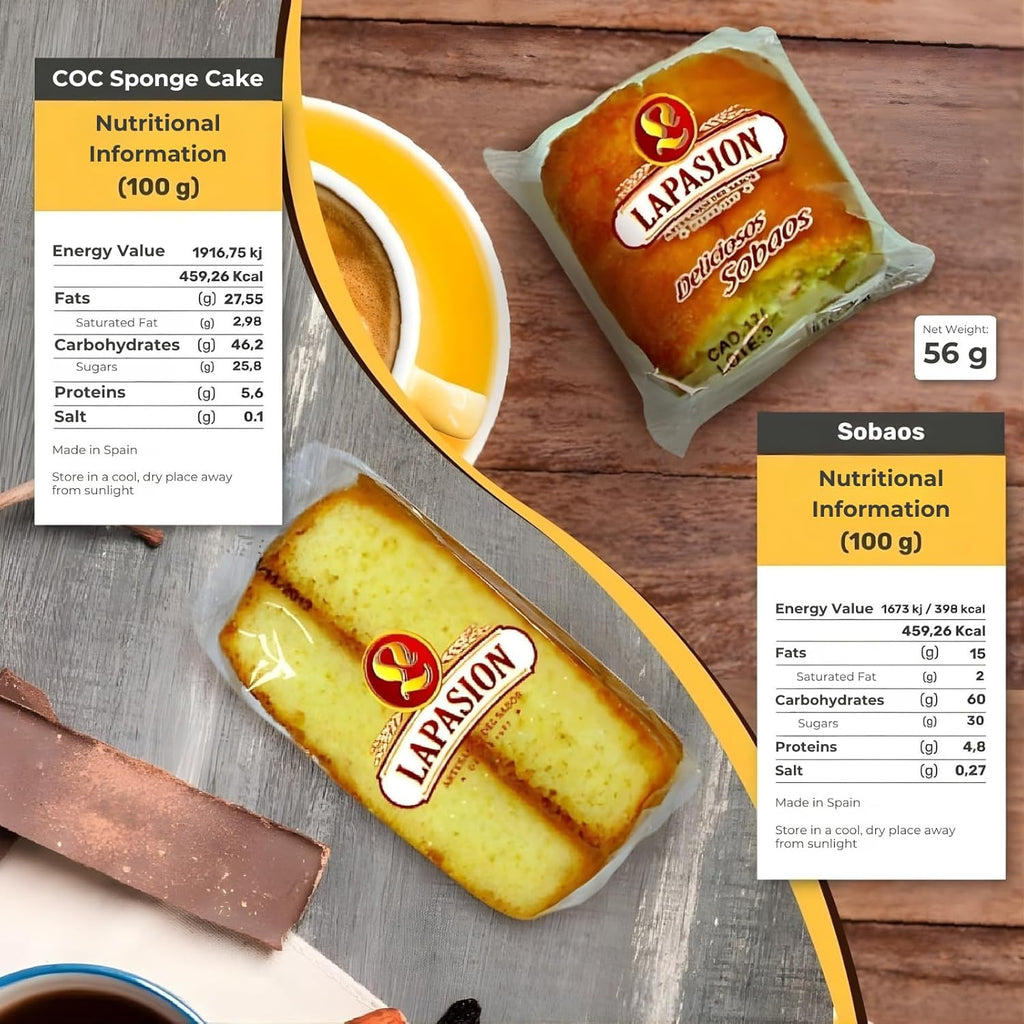 Caja Surtida Desayuno LAPASION 33 Unidades – Sobaos, Magdalenas, Bizcochos y Pepitos de Huevo