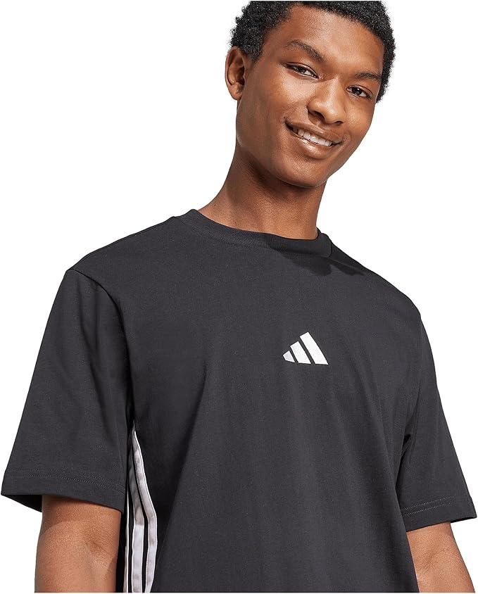 Adidas Camiseta Hombre Essential Three Stripes - 100% Algodón, Cuello Redondo