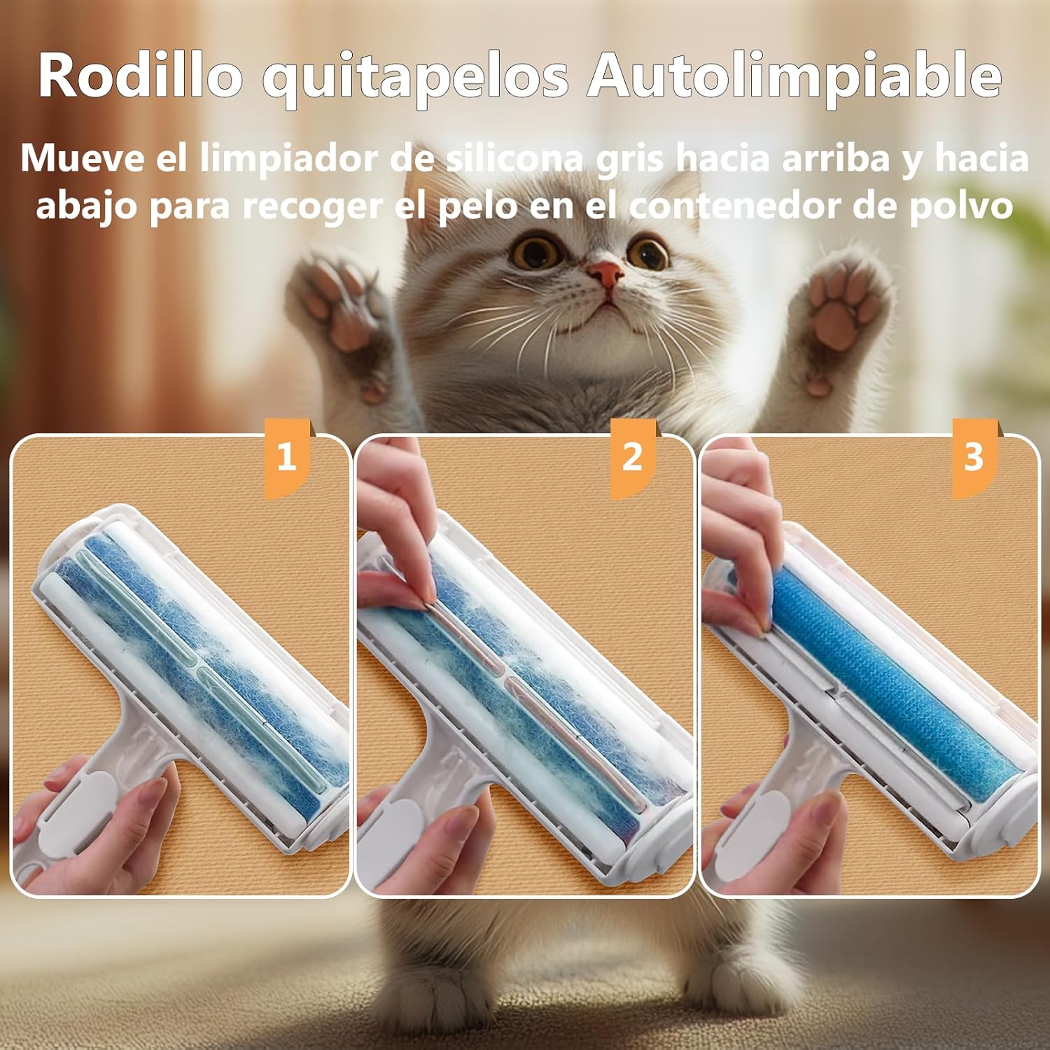 Quitapelos para Mascotas ACE2ACE – Rodillo Removedor de Pelo de Gatos y Perros, Lavable y Reutilizable, para Ropa, Sofá y Alfombras