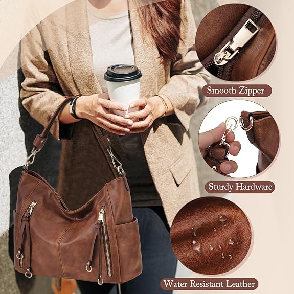 Chase Chic Set 2pcs Bolso Hobo Grande + Cartera Mujer Cuero PU - Bandolera y Hombro