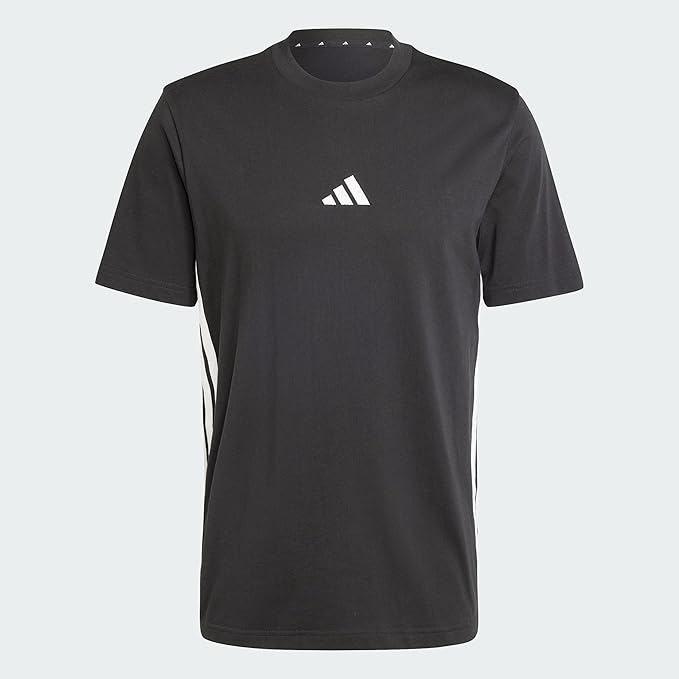Adidas Camiseta Hombre Essential Three Stripes - 100% Algodón, Cuello Redondo