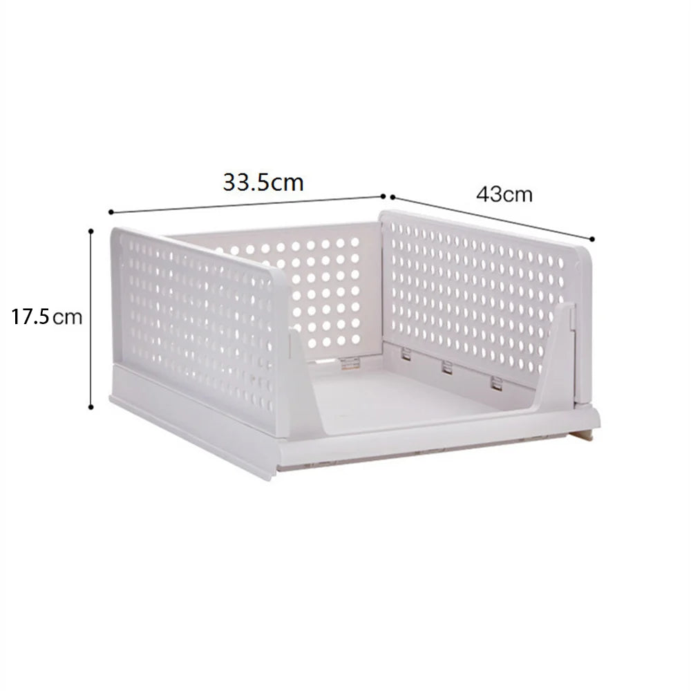 1pcs Foldable Wardrobe Storage Organizers Stackable Plastic Cupboard Baskets Clothes Storage Boxes Drawers Organizer