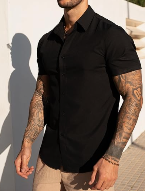 COOFANDY Camisa de Vestir de Manga Corta para Hombre - Formal y Negocios