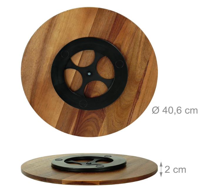 Plato Giratorio de Madera de Acacia 40 cm - Bandeja Redonda 360°