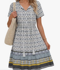 Zeagoo Vestido Bohemio Floral de Verano para Mujer - Cuello en V, Línea A