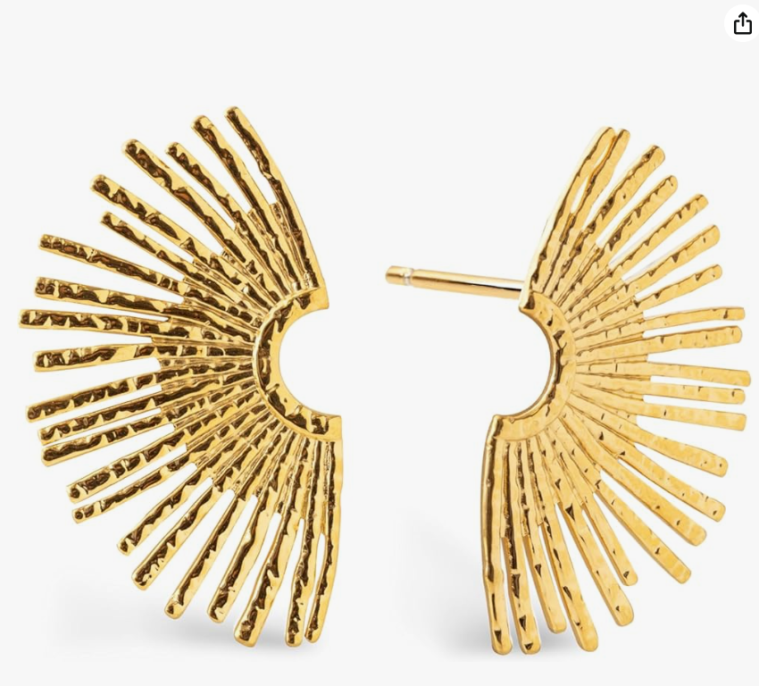 SINGULARU Pendientes Sunbeam - Acero Inoxidable con Baño en Oro 18kt