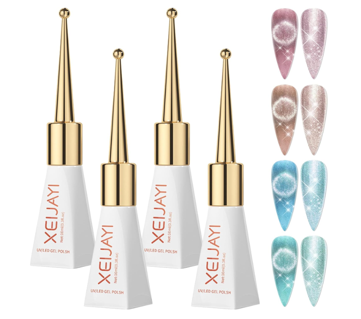 YDYSAA Set 4 Esmaltes de Gel Ojo de Gato Cat Eye Glitter - 10ml cada uno