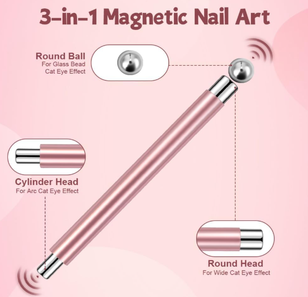 AYBUY Imán 3 en 1 para Uñas Ojo de Gato - Palo Magnético Cat Eye DIY
