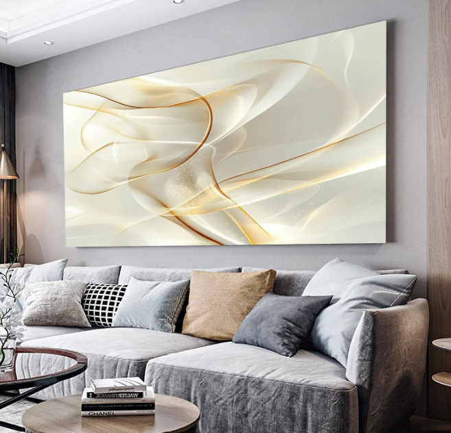 MKBKLI Cuadro Decorativo Lienzo Moderno a Rayas XXL 80x160cm - Arte Pared Salón