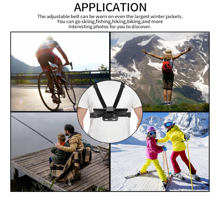 Fulushouxi Soporte de Correa de Pecho para Móvil y Cámara GoPro - Arnes Ajustable