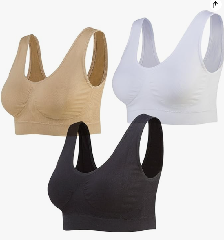 Lemef Sujetador Deportivo sin Costuras sin Aros con Almohadillas - Pack 3 Unidades