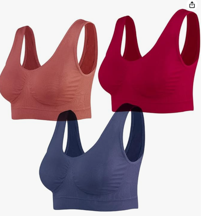 Lemef Sujetador Deportivo sin Costuras sin Aros con Almohadillas - Pack 3 Unidades