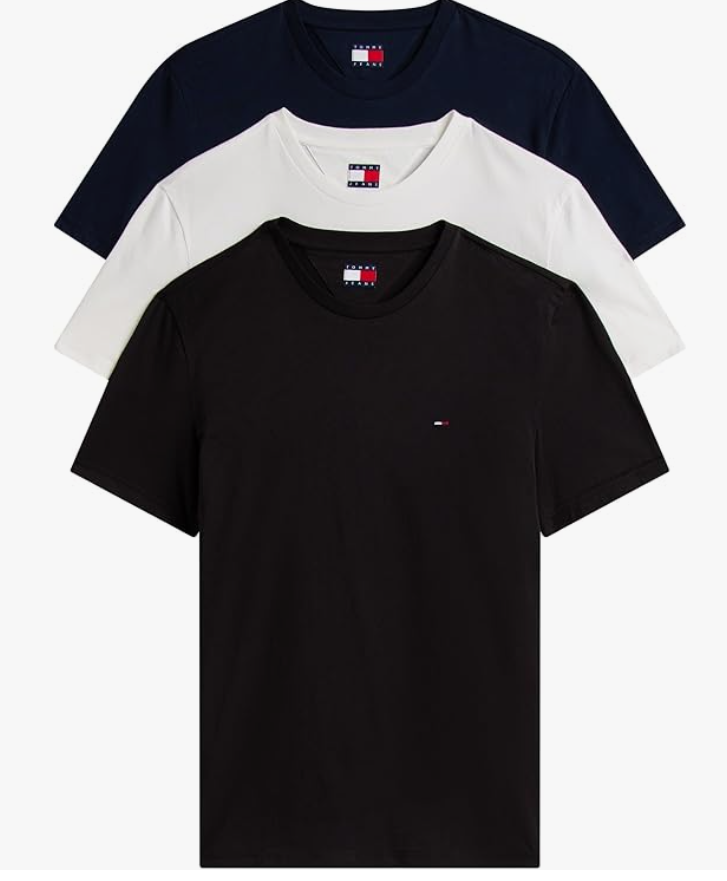Tommy Jeans Camisetas de Manga Corta para Hombre - Pack 3 Algodón