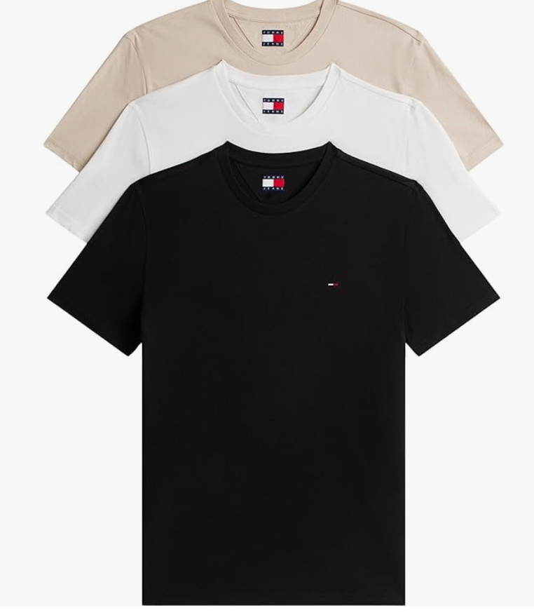 Tommy Jeans Camisetas de Manga Corta para Hombre - Pack 3 Algodón