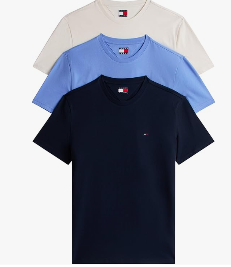Tommy Jeans Camisetas de Manga Corta para Hombre - Pack 3 Algodón